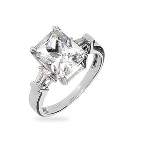 Emerald Cut CZ Engagement Ring - 5
