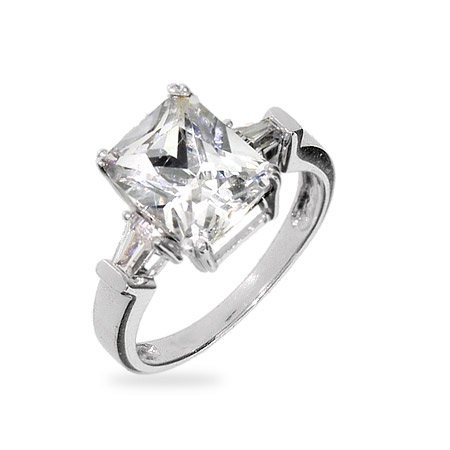 Emerald Cut CZ Engagement Ring
