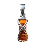 Honey Amber and Sterling Silver Cage Pendant