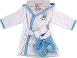 Luvable Friends Bath Robe with Slippers - Woven Terry in Blue