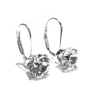 925 Sterling Silver Lever back earrings set with sparkling Swarovski crystal stones. Gift Box. Made in England. Beautiful jewellery for very special people.