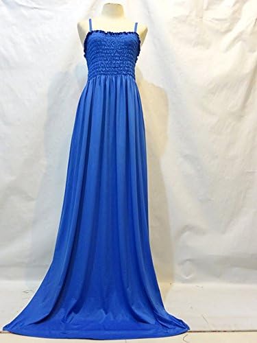New Women's Blue Spaghetti Smocked Tube Evening Long Maxi Dress Plus Size XL XXL 3XL
