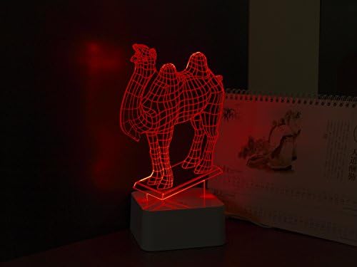 Hideeled 3d Illusion Table Lamp Light, Red Color Lighting with Various Design to Choose (Camel)