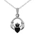 Sterling Silver Claddagh Design Pendant with Black Onix Heart