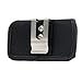 (PLUS SIZE) Sideways Heavy Duty Rugged Nylon Canvas Protective Carrying Cell Phone Case Pouch (with Metal belt Clip) for Huawei Ascend Mate 2 4G MT2-L03 (PERFECT Fits With THICK DUAL LAYER PROTECTOR / LIFEPROOF / WATERPROOF / SHOCKPROOF ) - BLACK