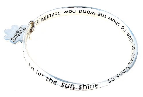 Bracelet - B164 - Sister Prayer - Bangle Style Engraved With ~ If Sisters Were Flowers, I'd Still Pick You. I'd Let the Sun Shine So You'd Never Be Blue. I'd Show the World How Beautifully You Grew, With Bright Bold Colors and Strength Through and Through + Sisters Flower Charm ~ Silver Tone Metal under The Jewelry Store