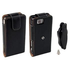 Etui Cuir V�ritable Vertical Noir � Ouverture Rabattable et Clip Ceinture pour LG KP500