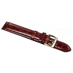 Crocodile Grain Watchband 18mm Leather Long Wrist Strap