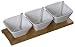 from Be-Active Set of 3 Retro Porcelain Sauce/Snack Bowls with Matching Spoons on Bamboo Serving Platter