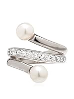 Perlaviva Anillo Cultured Pearl White Topaz (Plateado)