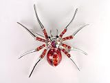 RUBY RHINESTONE RED BELLY SPIDER INSECT PIN BROOCH