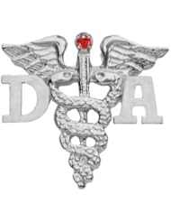 NursingPin - Dental Assistant DA Graduation Pin with Ruby in Silver