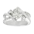 White Cubic Zirconia Modern Wedding Engagement Ring Rhodium Plated Brass Lead Free