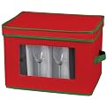 Whitney Holiday Stemware Flute Storage Chest - Red