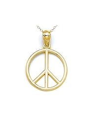 14kt Yellow Gold Peace Sign Pendant - Chain Included