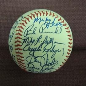 1981 New York Yankees American League Champions Team Signed Base? - Autographed Baseballs
