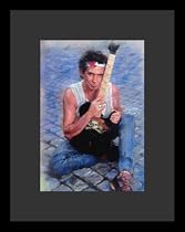Keith Richards (With Guitar) Music Framed & Matted Poster Print - 16" X 20"