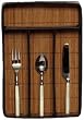 Split Bamboo Cutlery Basket with Leatherette Trim 14 3/4" x 10" x 2 3/4"