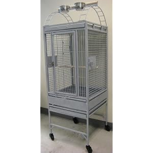 New Parrot Bird Wrought Iron Cage 22x22x60 Play-Top *Silver Vein*