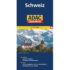 ADAC L�nderkarte Schweiz 1:301000: Register: Legende, Citypl�ne, Ortsregister mit Postleitzahlen - Karte: Sehensw�rdigkeiten, Natur-und Nationalparks, landschaftlich sch�ne Strecken