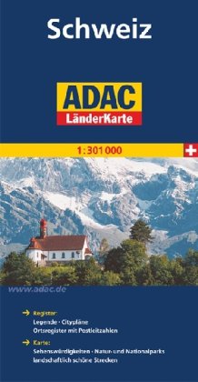 ADAC L&auml;nderkarte Schweiz 1:301000: Register: Legende, Citypl&auml;ne, Ortsregister mit Postleitzahlen - Karte: Sehensw&uuml;rdigkeiten, Natur-und Nationalpa ...