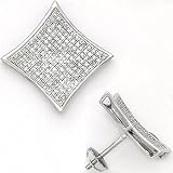 Solid 14K White Gold .75 Carat Micro Pav� Genuine Diamond Earrings