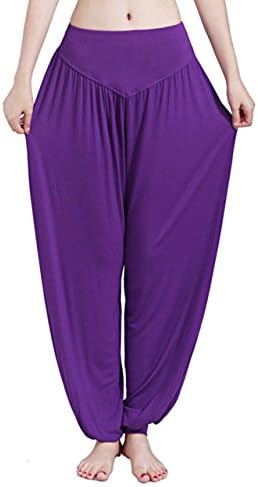 Womens Modal Cotton Soft Yoga Sports Dance Harem Pants Purple XX-Large