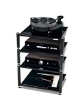NorStone Bergen - Meuble Hifi - 4 tablettes modulables - Pointes et Contre-pointes - Finition Noir Laqué