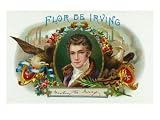 Flor de Irving Brand Cigar Box Label, Washington Irving, American Author Giclee Poster Print, 32x24