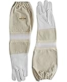 NATURAL APIARY&reg; BEEKEEPING GLOVES - GOATSKIN - VENTED SLEEVES & STING PROOF CUFFS - MEDIUM - Durable Leather - Extra Long Thick Sleeves