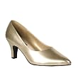 3 Inch Trendy High Heel Shoe Block Heel Classic Pump Gold Poly