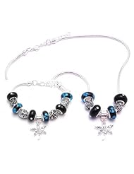 Dragonfly Charm Bracelet and Necklace Gift Set Girls Pandora Style Gift Boxed