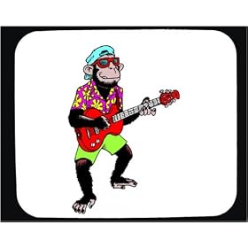 Mouse Pad with chimpanzee, instrument, monkey, musical, ape, playing, pet, animal, guitar, electric