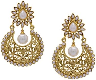 Hyderabad Jewels Women's Sterling-Silver Jhumki Earings White