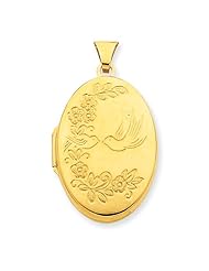 14k Gold Polished Domed Oval Locket