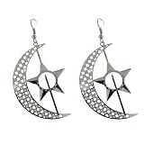 Silver Tone Moon and Star Earrings
