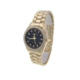 Geneva Platinum Rhinestone Rimmed Mens Fashion Watch, Gold by SilverBin