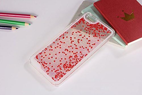 iPhone 6Plus Case iPhone 6S Plus Case Double Amazing Transparent Plastic 3D Luxury Bling Glitter Sparkle Hybrid Bumper Case with Liquid Infused (red heart)