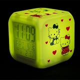 LED Kids alarm clock Hello Kitty Family K8 - 7 colors, 7 songs - 80 x 80 x 80 mm, the favorite alarm clock for children