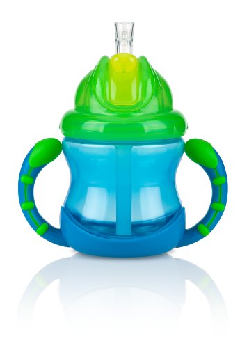 Nuby two-handle flip n  sip straw cup, 8 ounce, blue wi…