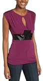 XOXO - XOXO Junior's Pleather Inset Rouched Top, ,
