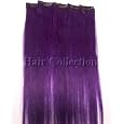 Hair Collection-18" Purple 100% Human Hair Clip on Extensions - 1.75"widex5pcs