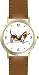 Basset Hound Dog - WATCHBUDDY DELUXE TWO-TONE THEME WATCH - Arabic Numbers - Brown Leather Strap-Children's Size-Small ( Boy's Size & Girl's Size )