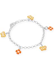 Unicornj Sterling Silver Childrens Bracelet with Butterfly and Clover Charms