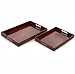 Set of 2 Traditional Wooden Rectangular Serving Trays with Handles 24"