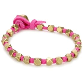Vanessa Mooney Brass Nugget On Pink Faux Suede Bracelet