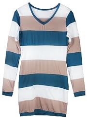 Sexy V-neck Polyester Striped Print Long Sleeves Spring Winter Mini Dress 