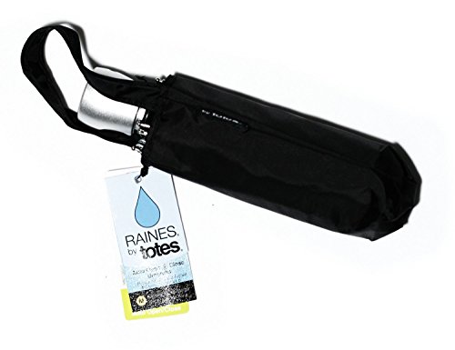 Raines Automatic Compact Umbrella with Auto Open and Close, Black