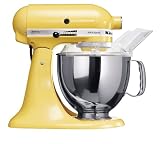 KitchenAid 836773SET Küchenmaschinen - Set Artisan gelb mit Gemüseschneider MVSA, Zusatztrommelset EMVSC und Zusatz Edelstahlschüssel KB3SS