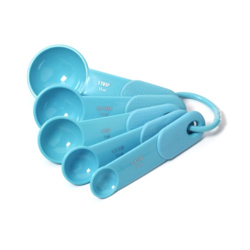 KitchenAid Classic Set of 5 Plastic Measuring Spoons, Turquoise
